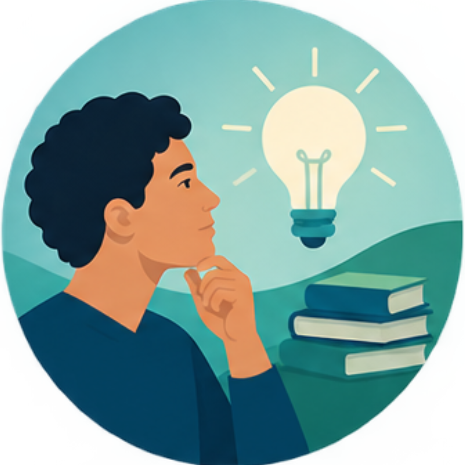 A thoughtful person exploring ideas with curiosity